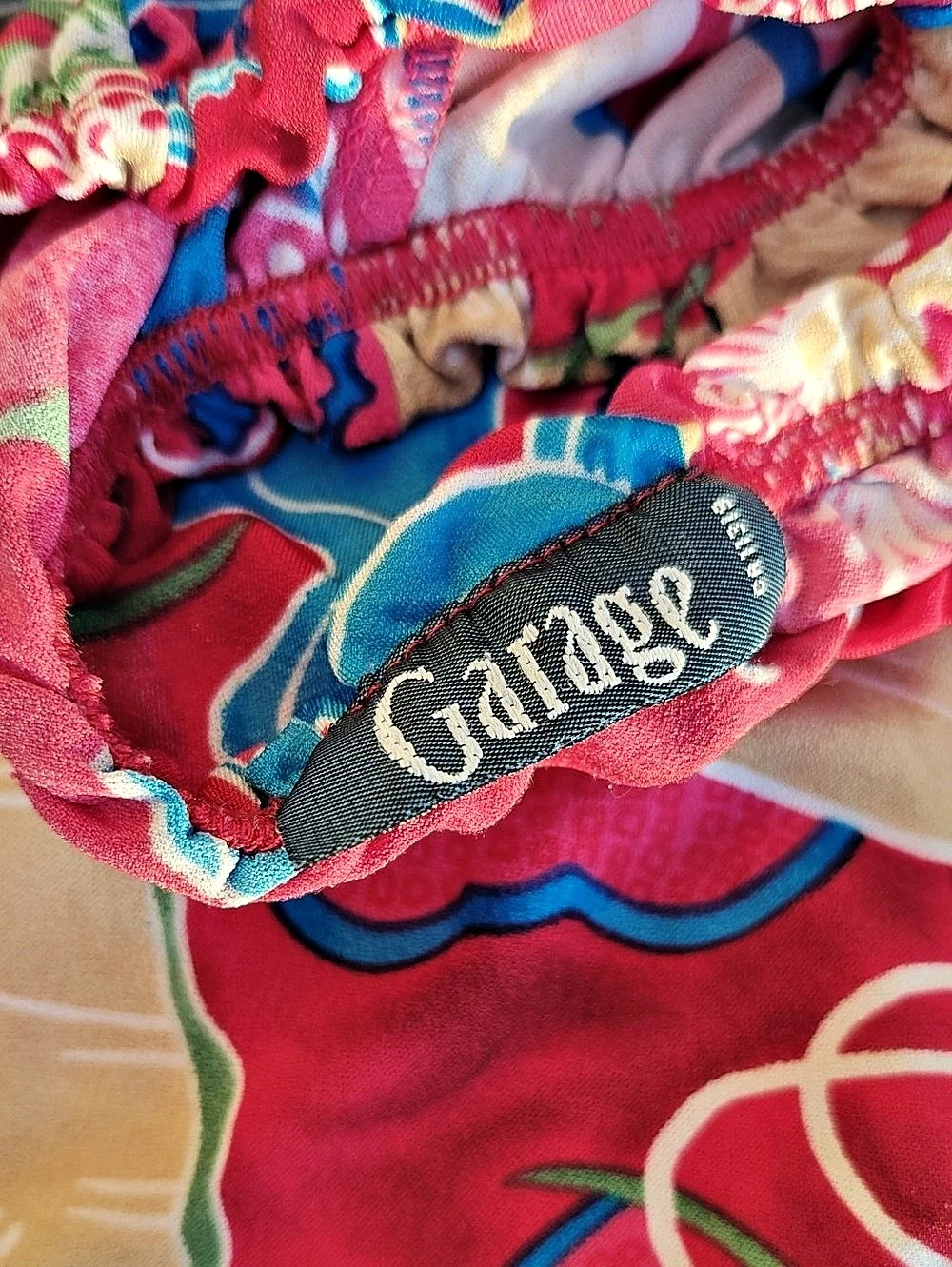 Y2K Vintage Garage Floral Red & Blue top - Picture 3 of 6